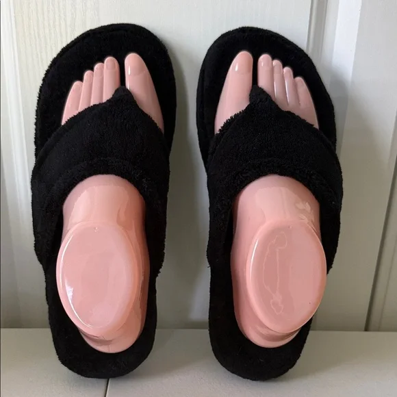 Acorn Black Women's Spa Thong Slippers (sz8-9) - Picture 1 of 7